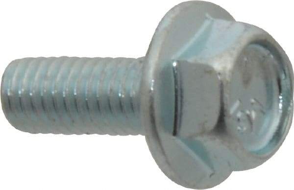 Value Collection - #10-32 UNF, 1/2" Length Under Head, Hex Drive Flange Bolt - 1/2" Thread Length, Grade 5 Steel, Serrated Flange, Zinc-Plated Finish - Industrial Tool & Supply