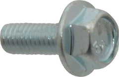 Value Collection - #10-32 UNF, 1/2" Length Under Head, Hex Drive Flange Bolt - 1/2" Thread Length, Grade 5 Steel, Serrated Flange, Zinc-Plated Finish - Industrial Tool & Supply
