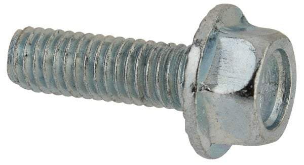 Value Collection - #10-32 UNF, 5/8" Length Under Head, Hex Drive Flange Bolt - 5/8" Thread Length, Grade 5 Steel, Serrated Flange, Zinc-Plated Finish - Industrial Tool & Supply
