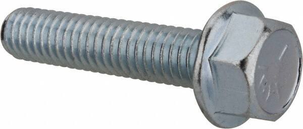 Value Collection - 5/16-18 UNC, 1-1/2" Length Under Head, Hex Drive Flange Bolt - 1-1/2" Thread Length, Grade 5 Steel, Serrated Flange, Zinc-Plated Finish - Industrial Tool & Supply