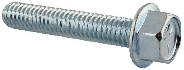 Value Collection - 5/16-18 UNC, 1-3/4" Length Under Head, Hex Drive Flange Bolt - 1-3/4" Thread Length, Grade 5 Steel, Serrated Flange, Zinc-Plated Finish - Industrial Tool & Supply