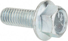 Value Collection - 3/8-16 UNC, 1" Length Under Head, Hex Drive Flange Bolt - 1" Thread Length, Grade 5 Steel, Serrated Flange, Zinc-Plated Finish - Industrial Tool & Supply