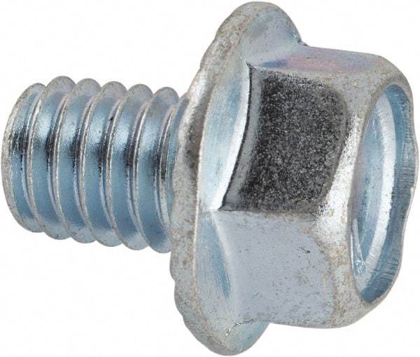 Value Collection - 3/8-16 UNC, 1/2" Length Under Head, Hex Drive Flange Bolt - 1/2" Thread Length, Grade 5 Steel, Serrated Flange, Zinc-Plated Finish - Industrial Tool & Supply