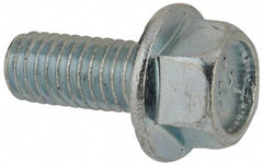 Value Collection - 3/8-16 UNC, 7/8" Length Under Head, Hex Drive Flange Bolt - 7/8" Thread Length, Grade 5 Steel, Serrated Flange, Zinc-Plated Finish - Industrial Tool & Supply