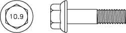Value Collection - M6x1.00 Metric Coarse, 60mm Length Under Head, Hex Drive Flange Bolt - 20mm Thread Length, Grade 10.9 Alloy Steel, Smooth Flange, Phosphate & Oil Finish - Industrial Tool & Supply