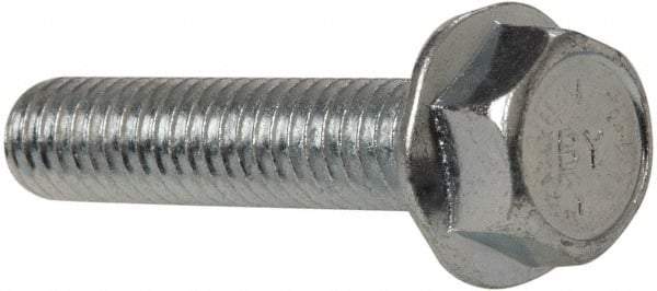 Value Collection - 5/16-18 UNC, 1-1/2" Length Under Head, Hex Drive Flange Bolt - 1-1/2" Thread Length, Grade 8 Steel, Serrated Flange, Zinc-Plated Finish - Industrial Tool & Supply