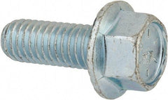 Value Collection - 3/8-16 UNC, 1" Length Under Head, Hex Drive Flange Bolt - 1" Thread Length, Grade 8 Steel, Serrated Flange, Zinc-Plated Finish - Industrial Tool & Supply
