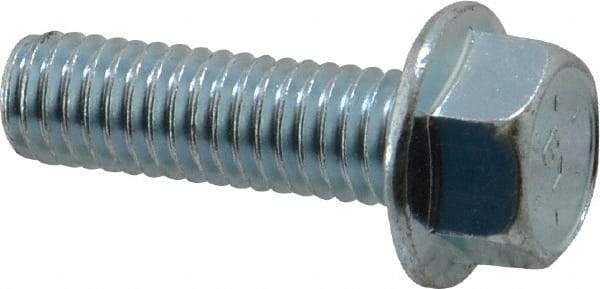 Value Collection - 3/8-16 UNC, 1-1/4" Length Under Head, Hex Drive Flange Bolt - 1-1/4" Thread Length, Grade 8 Steel, Serrated Flange, Zinc-Plated Finish - Industrial Tool & Supply