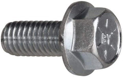 Value Collection - 3/8-16 UNC, 7/8" Length Under Head, Hex Drive Flange Bolt - 7/8" Thread Length, Grade 8 Steel, Serrated Flange, Zinc-Plated Finish - Industrial Tool & Supply