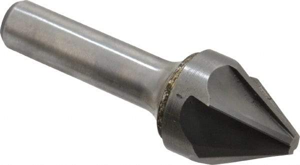 Hertel - 1" Head Diam, 1/2" Shank Diam, 6 Flute 60° Solid Carbide Countersink - Bright Finish, 3" OAL, Single End, Straight Shank, Right Hand Cut - Industrial Tool & Supply