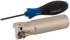 Seco - 1-1/2" Cut Diam, 0.669" Max Depth of Cut, 1-1/4" Shank Diam, 4.72" OAL, Indexable Square Shoulder End Mill - XO.X 1806.. Inserts, Weldon Shank, 90° Lead Angle, Through Coolant, Series Power Turbo - Industrial Tool & Supply
