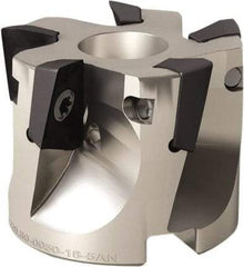 Seco - 5 Inserts, 4" Cut Diam, 1" Arbor Diam, 0.669" Max Depth of Cut, Indexable Square-Shoulder Face Mill - 0/90° Lead Angle, 1.969" High, XO.X 1806.. Insert Compatibility, Through Coolant, Series Power Turbo - Industrial Tool & Supply