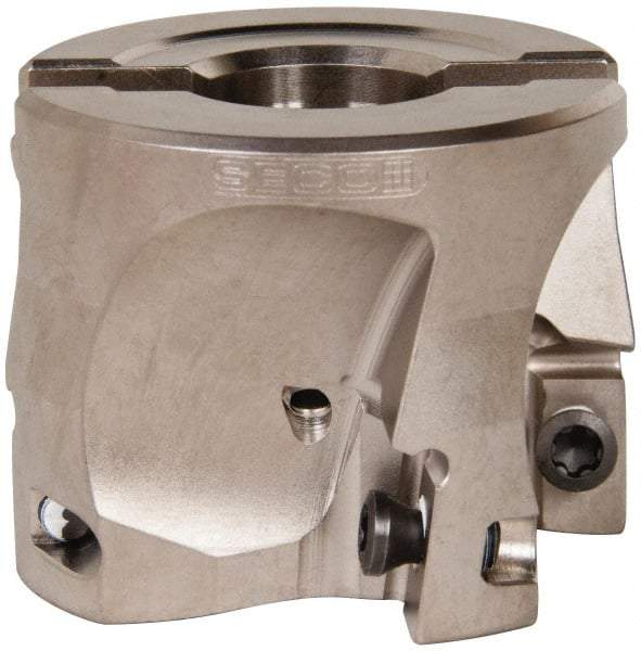 Seco - 4 Inserts, 2" Cut Diam, 3/4" Arbor Diam, 0.669" Max Depth of Cut, Indexable Square-Shoulder Face Mill - 0/90° Lead Angle, 1.575" High, XO.X 1806.. Insert Compatibility, Through Coolant, Series Power Turbo - Industrial Tool & Supply