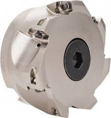 Seco - 7 Inserts, 4" Cut Diam, 1" Arbor Diam, 0.669" Max Depth of Cut, Indexable Square-Shoulder Face Mill - 0/90° Lead Angle, 1.969" High, XO.X 1806.. Insert Compatibility, Through Coolant, Series Power Turbo - Industrial Tool & Supply