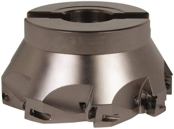 Seco - 8 Inserts, 5" Cut Diam, 1" Arbor Diam, 0.669" Max Depth of Cut, Indexable Square-Shoulder Face Mill - 0/90° Lead Angle, 2.48" High, XO.X 1806.. Insert Compatibility, Through Coolant, Series Power Turbo - Industrial Tool & Supply