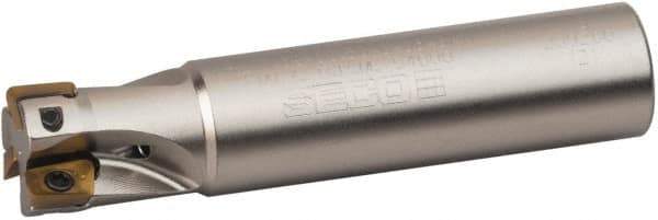 Seco - 1/2" Cut Diam, 0.197" Max Depth of Cut, 1/2" Shank Diam, 2.362" OAL, Indexable Square Shoulder End Mill - XO.X 0602 Inserts, Cylindrical Shank, 90° Lead Angle, Through Coolant, Series Nano Turbo - Industrial Tool & Supply
