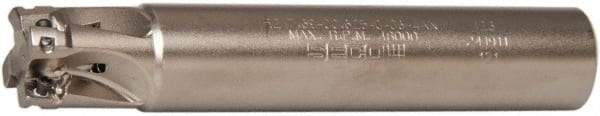 Seco - 5/8" Cut Diam, 0.197" Max Depth of Cut, 5/8" Shank Diam, 3.543" OAL, Indexable Square Shoulder End Mill - XO.X 0602 Inserts, Cylindrical Shank, 90° Lead Angle, Through Coolant, Series Nano Turbo - Industrial Tool & Supply
