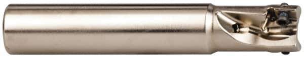 Seco - 3/8" Cut Diam, 0.197" Max Depth of Cut, 3/8" Shank Diam, 2.165" OAL, Indexable Square Shoulder End Mill - XO.X 0602 Inserts, Cylindrical Shank, 90° Lead Angle, Through Coolant, Series Nano Turbo - Industrial Tool & Supply