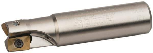 Seco - 3/4" Cut Diam, 0.433" Max Depth of Cut, 3/4" Shank Diam, 3.38" OAL, Indexable Square Shoulder End Mill - XO.X 1204.. Inserts, Weldon Shank, 90° Lead Angle, Through Coolant, Series Super Turbo - Industrial Tool & Supply