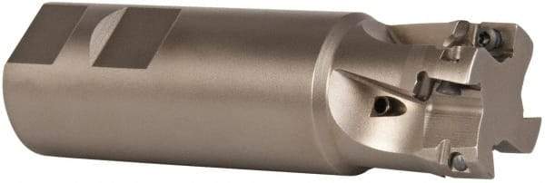 Seco - 1-1/4" Cut Diam, 0.433" Max Depth of Cut, 1-1/4" Shank Diam, 4-1/4" OAL, Indexable Square Shoulder End Mill - XO.X 1204.. Inserts, Weldon Shank, 90° Lead Angle, Through Coolant, Series Super Turbo - Industrial Tool & Supply
