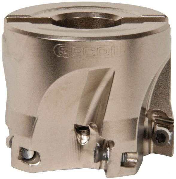 Seco - 5 Inserts, 2" Cut Diam, 3/4" Arbor Diam, 0.433" Max Depth of Cut, Indexable Square-Shoulder Face Mill - 0/90° Lead Angle, 1.57" High, XO.X 1204.. Insert Compatibility, Through Coolant, Series Super Turbo - Industrial Tool & Supply