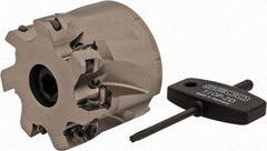 Seco - 7 Inserts, 2" Cut Diam, 3/4" Arbor Diam, 0.433" Max Depth of Cut, Indexable Square-Shoulder Face Mill - 0/90° Lead Angle, 1.57" High, XO.X 1204.. Insert Compatibility, Through Coolant, Series Super Turbo - Industrial Tool & Supply