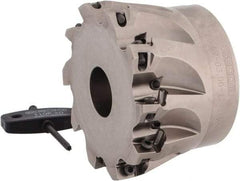 Seco - 10 Inserts, 3" Cut Diam, 1" Arbor Diam, 0.433" Max Depth of Cut, Indexable Square-Shoulder Face Mill - 0/90° Lead Angle, 2" High, XO.X 1204.. Insert Compatibility, Through Coolant, Series Super Turbo - Industrial Tool & Supply