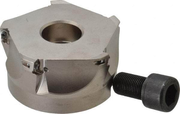 Seco - 5 Inserts, 4" Cut Diam, 1-1/2" Arbor Diam, 0.433" Max Depth of Cut, Indexable Square-Shoulder Face Mill - 0/90° Lead Angle, 2" High, XO.X 1204.. Insert Compatibility, Through Coolant, Series Super Turbo - Industrial Tool & Supply