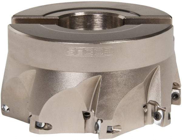 Seco - 8 Inserts, 4" Cut Diam, 1-1/2" Arbor Diam, 0.433" Max Depth of Cut, Indexable Square-Shoulder Face Mill - 0/90° Lead Angle, 2" High, XO.X 1204.. Insert Compatibility, Through Coolant, Series Super Turbo - Industrial Tool & Supply