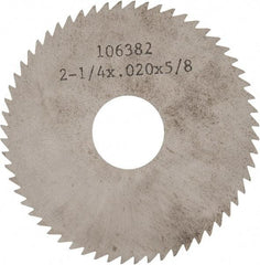 Made in USA - 2-1/4" Diam x 0.02" Blade Thickness x 5/8" Arbor Hole Diam, 60 Tooth Slitting and Slotting Saw - Arbor Connection, Solid Carbide, Concave Ground - Industrial Tool & Supply