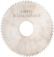 Made in USA - 2-1/4" Diam x 0.025" Blade Thickness x 5/8" Arbor Hole Diam, 60 Tooth Slitting and Slotting Saw - Arbor Connection, Solid Carbide, Concave Ground - Industrial Tool & Supply