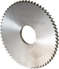 Made in USA - 2-1/4" Diam x 0.102" Blade Thickness x 5/8" Arbor Hole Diam, 60 Tooth Slitting and Slotting Saw - Arbor Connection, Solid Carbide, Concave Ground - Industrial Tool & Supply