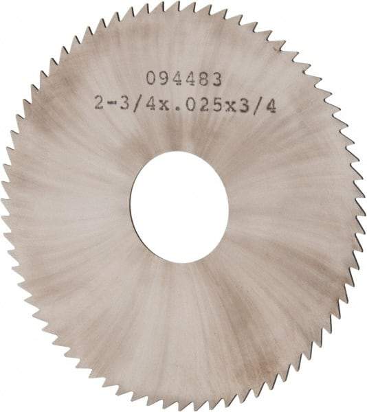 Made in USA - 2-3/4" Diam x 0.025" Blade Thickness x 3/4" Arbor Hole Diam, 72 Tooth Slitting and Slotting Saw - Arbor Connection, Solid Carbide, Concave Ground - Industrial Tool & Supply