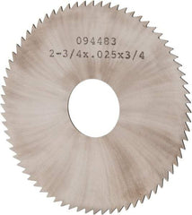 Made in USA - 2-3/4" Diam x 0.025" Blade Thickness x 3/4" Arbor Hole Diam, 72 Tooth Slitting and Slotting Saw - Arbor Connection, Solid Carbide, Concave Ground - Industrial Tool & Supply