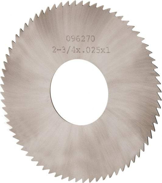 Made in USA - 2-3/4" Diam x 0.025" Blade Thickness x 1" Arbor Hole Diam, 72 Tooth Slitting and Slotting Saw - Arbor Connection, Solid Carbide, Concave Ground - Industrial Tool & Supply