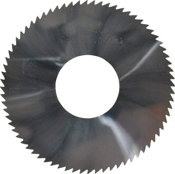 Made in USA - 2-3/4" Diam x 0.04" Blade Thickness x 1" Arbor Hole Diam, 72 Tooth Slitting and Slotting Saw - Arbor Connection, Solid Carbide, Concave Ground - Industrial Tool & Supply