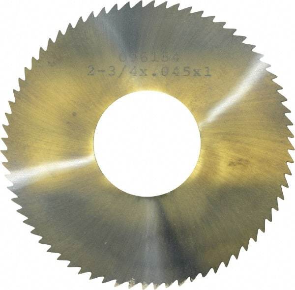 Made in USA - 2-3/4" Diam x 0.045" Blade Thickness x 1" Arbor Hole Diam, 72 Tooth Slitting and Slotting Saw - Arbor Connection, Solid Carbide, Concave Ground - Industrial Tool & Supply