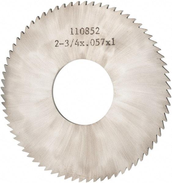 Made in USA - 2-3/4" Diam x 0.057" Blade Thickness x 1" Arbor Hole Diam, 72 Tooth Slitting and Slotting Saw - Arbor Connection, Solid Carbide, Concave Ground - Industrial Tool & Supply