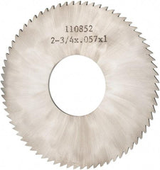 Made in USA - 2-3/4" Diam x 0.057" Blade Thickness x 1" Arbor Hole Diam, 72 Tooth Slitting and Slotting Saw - Arbor Connection, Solid Carbide, Concave Ground - Industrial Tool & Supply