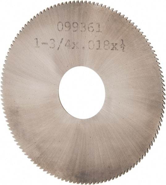 Made in USA - 1-3/4" Diam x 0.018" Blade Thickness, 1/2" Arbor Hole Diam, 130 Teeth, Solid Carbide, Jeweler's Saw - Uncoated - Industrial Tool & Supply