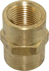 Parker - 1/2 Female Thread, Brass Industrial Pipe Coupling - FNPTF, 1,000 psi - Industrial Tool & Supply
