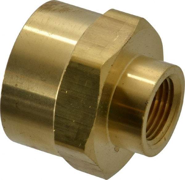 Parker - 3/4 x 3/8 Female Thread, Brass Industrial Pipe Coupling - FNPTF, 1,000 psi - Industrial Tool & Supply