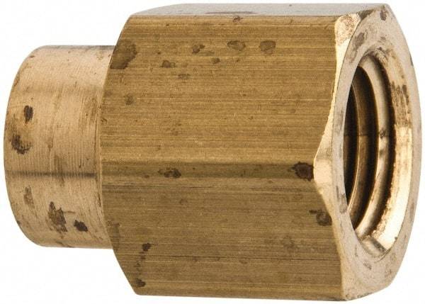 Parker - 1/2 x 3/8 Female Thread, Brass Industrial Pipe Coupling - FNPTF, 1,000 psi - Industrial Tool & Supply