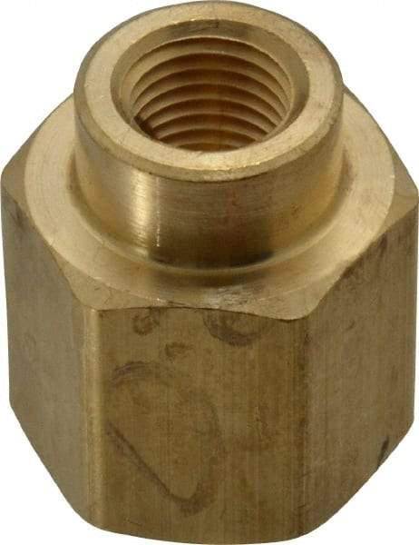 Parker - 1/2 x 1/4 Female Thread, Brass Industrial Pipe Coupling - FNPTF, 1,000 psi - Industrial Tool & Supply