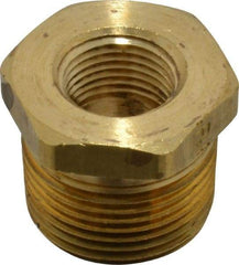 Parker - 3/4 Male Thread x 3/8 Female Thread, Brass Industrial Pipe Hex Bushing - MNPTF x FNPTF, 1,000 psi - Industrial Tool & Supply