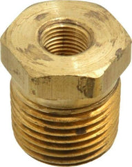 Parker - 1/2 Male Thread x 1/8 Female Thread, Brass Industrial Pipe Hex Bushing - MNPTF x FNPTF, 1,000 psi - Industrial Tool & Supply