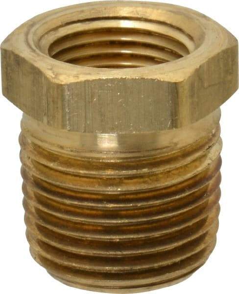 Parker - 1/2 Male Thread x 3/8 Female Thread, Brass Industrial Pipe Hex Bushing - MNPTF x FNPTF, 1,000 psi - Industrial Tool & Supply