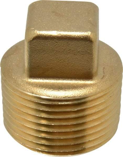 Parker - 3/4 Male Thread, Brass Industrial Pipe Square Head Plug - MNPTF, 1,000 psi - Industrial Tool & Supply