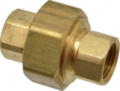 Parker - 3/8 Female Thread, Brass Industrial Pipe Union - FNPTF, 1,000 psi - Industrial Tool & Supply