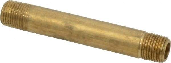 Parker - 1/8 Male Thread, Brass Industrial Pipe Long Nipple - MNPTF, 1,000 psi - Industrial Tool & Supply